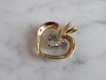 Load image into Gallery viewer, Womens Vintage Estate 14k Gold Aqua Diamond Heart Pendant 1.7g  E2488