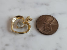 Load image into Gallery viewer, Womens Vintage Estate 14k Gold Aqua Diamond Heart Pendant 1.7g  E2488