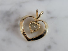 Load image into Gallery viewer, Womens Vintage Estate 14k Gold Aqua Diamond Heart Pendant 1.7g  E2488