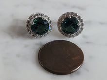 Load image into Gallery viewer, Womens Estate Sterling Silver Modernist CZ Earrings 4.5g E2491
