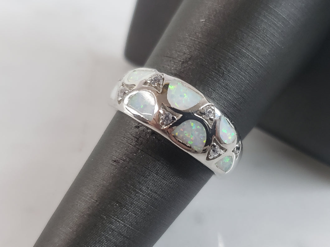 Womens Estate Sterling Silver Modernist Opal Ring 4.9g E2622