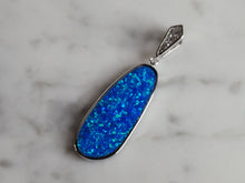 Load image into Gallery viewer, Womens Sterling Silver Blue Opal Modernist Pendant 3.7g E2707