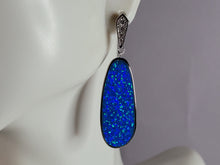 Load image into Gallery viewer, Womens Sterling Silver Blue Opal Modernist Earrings 8.8g E2709