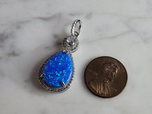 Load image into Gallery viewer, Womens Sterling Silver Blue Opal Modernist Pendant 2.8g E2712