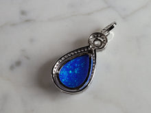 Load image into Gallery viewer, Womens Sterling Silver Blue Opal Modernist Pendant 2.8g E2712