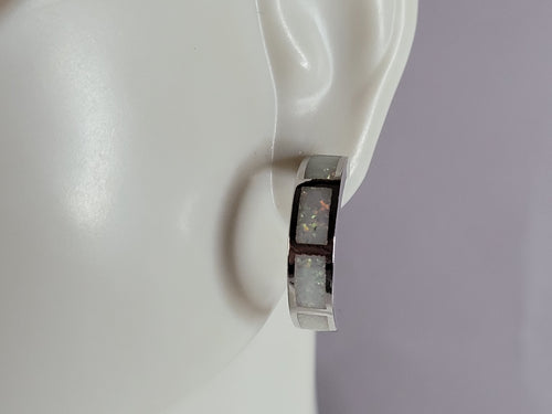 Womens Estate Sterling Silver Modernist Opal Earrings 4.5g E2721