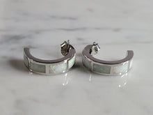 Load image into Gallery viewer, Womens Estate Sterling Silver Modernist Opal Earrings 4.5g E2721