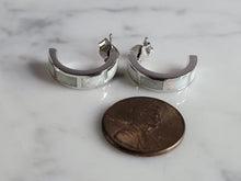 Load image into Gallery viewer, Womens Estate Sterling Silver Modernist Opal Earrings 4.5g E2721