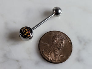 New Surgical Steel Iron Cross Flames Nipple Ear Tongue Piercing Barbell  E2724