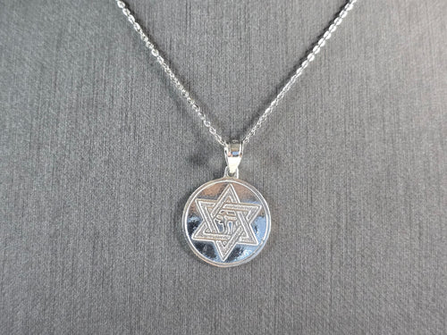 Sterling Silver Jewish Judaica Star of David Pendant Necklace 4.3g E2747