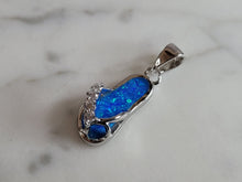 Load image into Gallery viewer, Womens Sterling Silver Blue Opal Sandal Flip Flop Pendant 2.4g E2752