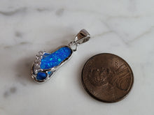 Load image into Gallery viewer, Womens Sterling Silver Blue Opal Sandal Flip Flop Pendant 2.4g E2752