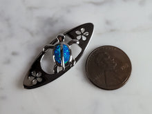 Load image into Gallery viewer, Womens Sterling Silver Opal Surfing Sea Turtle Pendant 3.8g E2803