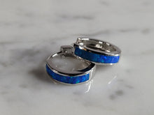 Load image into Gallery viewer, Womens Sterling Silver Modernist Blue Opal Earrings 3.0g E2818