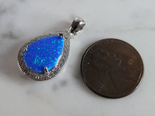 Load image into Gallery viewer, Womens Sterling Silver Blue Opal Modernist Pendant 2.6g E2824