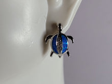 Load image into Gallery viewer, Womens Sterling Silver Blue Opal Sea Turtle Earrings 4.3g E2827