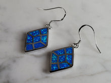 Load image into Gallery viewer, Womens Sterling Silver Modernist Blue Opal Earrings 6.2g E2830