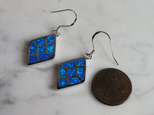 Load image into Gallery viewer, Womens Sterling Silver Modernist Blue Opal Earrings 6.2g E2830