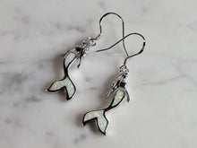 Load image into Gallery viewer, Womens Sterling Silver Modernist Opal Mermaid Earrings 5.1g E2836