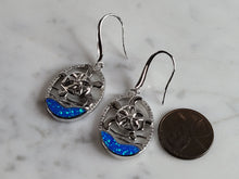 Load image into Gallery viewer, Womens Sterling Silver Opal Sea Turtle Earrings 8.9g E2844