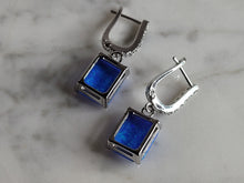 Load image into Gallery viewer, Womens Sterling Silver Modernist Blue Opal Earrings 4.5g E2861