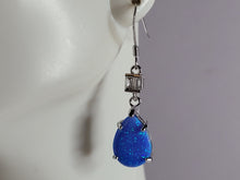 Load image into Gallery viewer, Womens Sterling Silver Modernist Blue Opal Earrings 3.4g E2862