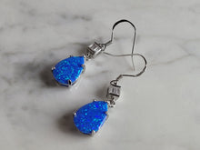 Load image into Gallery viewer, Womens Sterling Silver Modernist Blue Opal Earrings 3.4g E2862