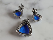 Load image into Gallery viewer, Womens Sterling Silver Modernist Blue Opal Earrings &amp; Pendant Set 4.8g E2863