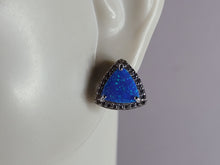 Load image into Gallery viewer, Womens Sterling Silver Modernist Blue Opal Earrings &amp; Pendant Set 4.8g E2863