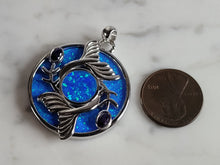 Load image into Gallery viewer, Womens Sterling Silver Blue Opal Koi Fish Pendant 10.7g E2864