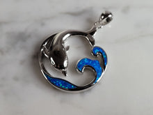 Load image into Gallery viewer, Womens Sterling Silver Blue Opal Dolphin Pendant 7.1g E2866