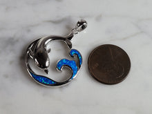 Load image into Gallery viewer, Womens Sterling Silver Blue Opal Dolphin Pendant 7.1g E2866