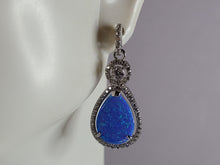 Load image into Gallery viewer, Womens Sterling Silver Modernist Blue Opal Earrings 5.0g E2873