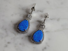 Load image into Gallery viewer, Womens Sterling Silver Modernist Blue Opal Earrings 5.0g E2873