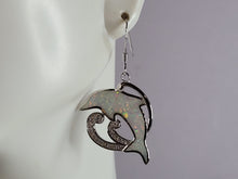 Load image into Gallery viewer, Womens Sterling Silver Modernist Opal Dolphin Earrings 6.7g E2874