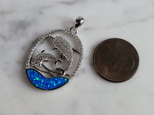 Load image into Gallery viewer, Womens Sterling Silver Blue Opal Dolphin Pendant 4.5g E2877