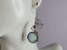 Load image into Gallery viewer, Womens Sterling Silver Modernist Opal Mermaid Earrings 8.5g E2879