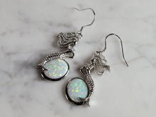 Load image into Gallery viewer, Womens Sterling Silver Modernist Opal Mermaid Earrings 8.5g E2879