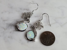 Load image into Gallery viewer, Womens Sterling Silver Modernist Opal Mermaid Earrings 8.5g E2879