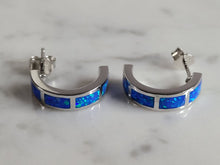 Load image into Gallery viewer, Womens Sterling Silver Modernist Blue Opal Earrings 4.5g E2881
