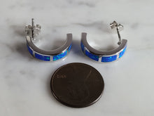 Load image into Gallery viewer, Womens Sterling Silver Modernist Blue Opal Earrings 4.5g E2881