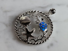 Load image into Gallery viewer, Womens Sterling Silver Blue Opal Turtle Star Fish Pendant 6.2g E2882