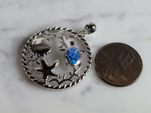 Load image into Gallery viewer, Womens Sterling Silver Blue Opal Turtle Star Fish Pendant 6.2g E2882