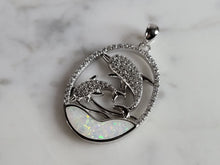 Load image into Gallery viewer, Womens Sterling Silver Opal Dolphin Pendant 5.2g E2883
