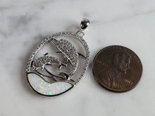 Load image into Gallery viewer, Womens Sterling Silver Opal Dolphin Pendant 5.2g E2883
