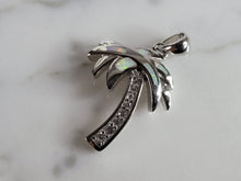 Load image into Gallery viewer, Womens Sterling Silver Opal Beach Palm Tree Pendant 3.3g E2885