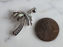 Load image into Gallery viewer, Womens Sterling Silver Opal Beach Palm Tree Pendant 3.3g E2885