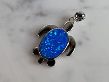 Load image into Gallery viewer, Womens Sterling Silver Blue Opal Sea Turtle Pendant 4.1g E2886