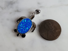 Load image into Gallery viewer, Womens Sterling Silver Blue Opal Sea Turtle Pendant 4.1g E2886
