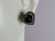 Load image into Gallery viewer, Womens Sterling Silver Modernist CZ Heart Earrings 2.5g E2896